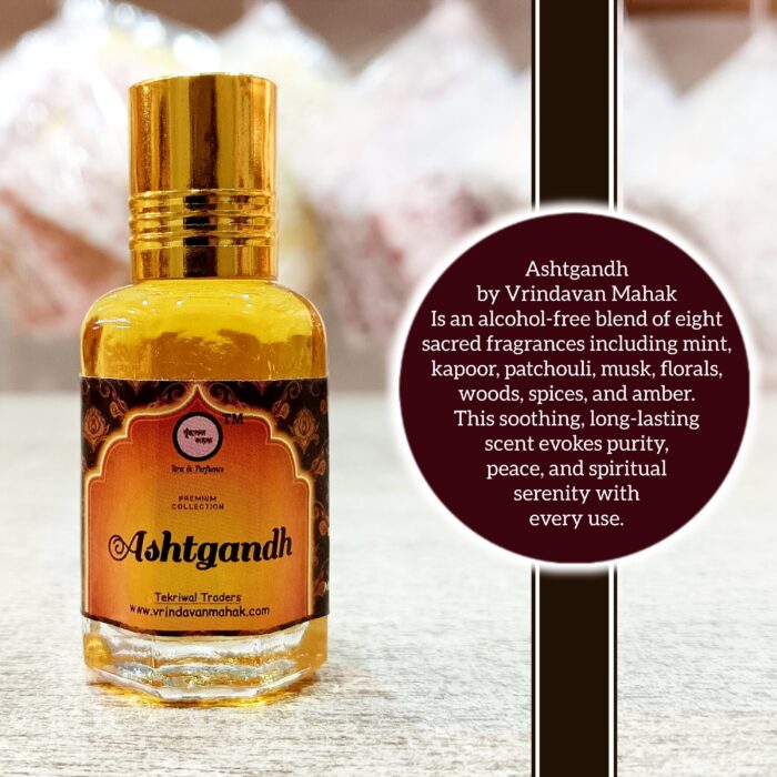 Ashtgandh Roll On Attar By Vrindavan Mahak | Sacred Blend of Musk, Woods & Spices | Alcohol Free | 12ml - Image 2