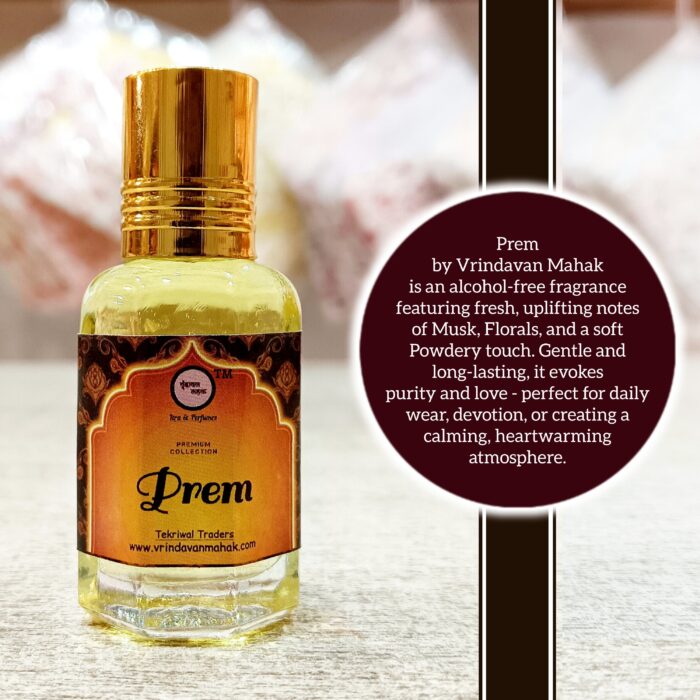 Prem Roll On Attar By Vrindavan Mahak | Soft Powdery Musk & Floral Fragrance | Long Lasting Roll On | 12ml - Image 2