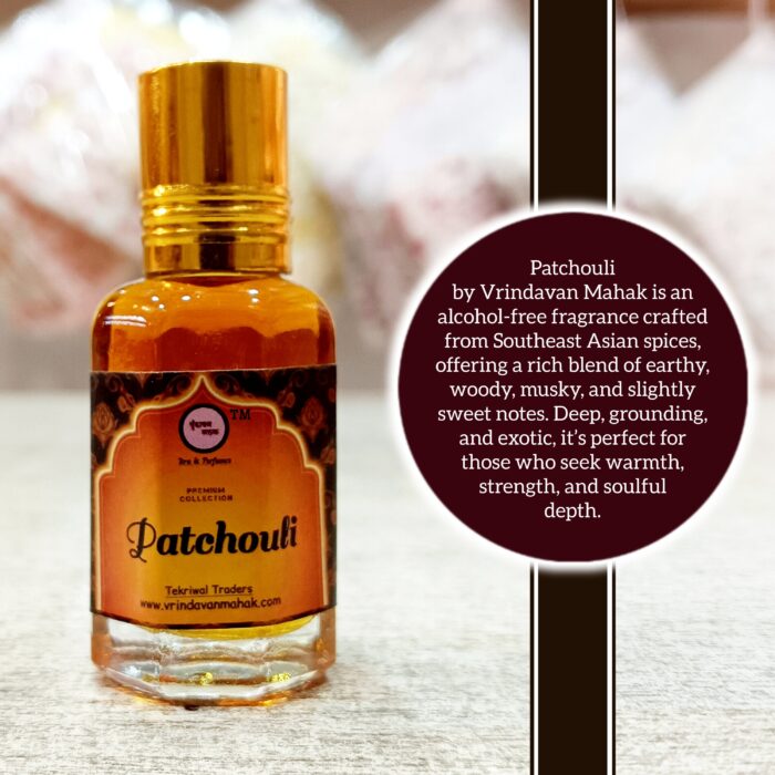Patchouli Roll On Attar By Vrindavan Mahak | Earthy Musky Scent | Southeast Spice Blend | 12ml | Alcohol Free - Image 2