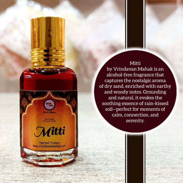 Mitti Roll On Attar By Vrindavan Mahak | Earthy Scent of Dry Sand | Long Lasting | Alcohol Free | 12ml - Image 2