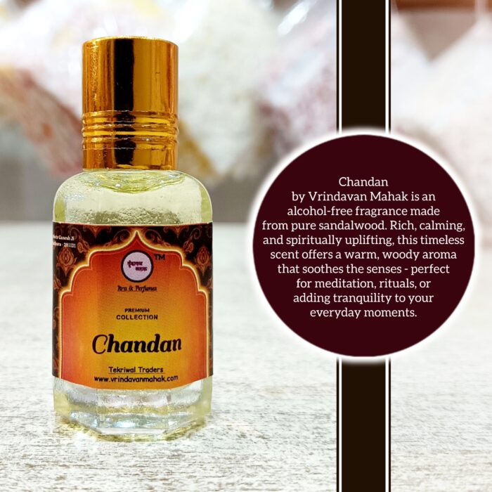 Chandan Roll On Attar By Vrindavan Mahak | Deep Traditional Scent of Sandalwood | Alcohol Free | 12ml Attar - Image 2
