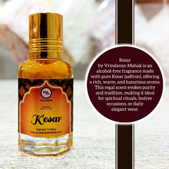 Kesar Roll On Attar By Vrindavan Mahak | Rich Saffron Aroma for Devotional Use | Alcohol Free | Long Lasting | 12ml - Image 2