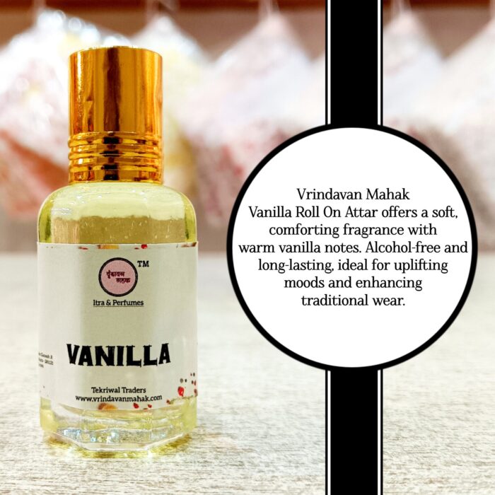 Vrindavan Mahak Vanilla Roll On Attar – Warm, Sweet Long-Lasting Fragrance for Daily, Festive, and Spiritual Use - Image 2