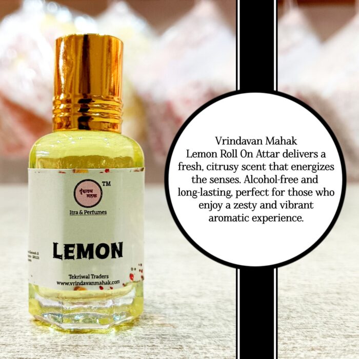 Vrindavan Mahak Lemon Roll On Attar – Fresh, Zesty Long-Lasting Fragrance for Daily, Festive, Spiritual Moments - Image 2