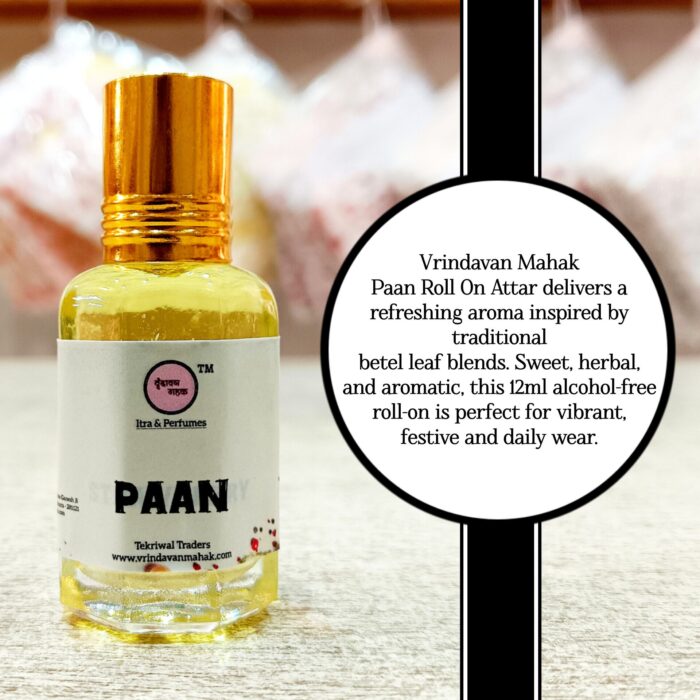 Vrindavan Mahak Paan Roll On Attar – Long-Lasting Traditional Indian Fragrance for Meditation, Festive, Daily Use | 12ml - Image 2