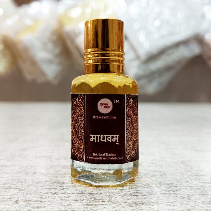 Madhavam Roll On Attar by Vrindavan Mahak – Saffron, Oudh, Fruits, Sandal & Florals in Soft Aroma - Image 1