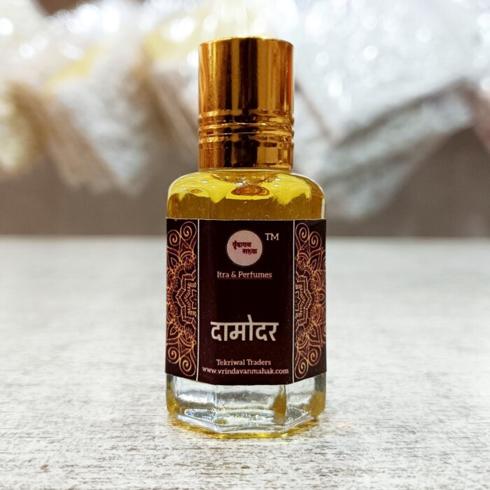 Damodar Roll On Attar by Vrindavan Mahak – Saffron, Rose, Amber & Sandal in Soft Floral Fragrance - Image 1
