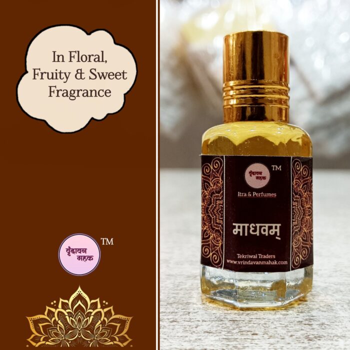 Madhavam Roll On Attar by Vrindavan Mahak – Saffron, Oudh, Fruits, Sandal & Florals in Soft Aroma - Image 3