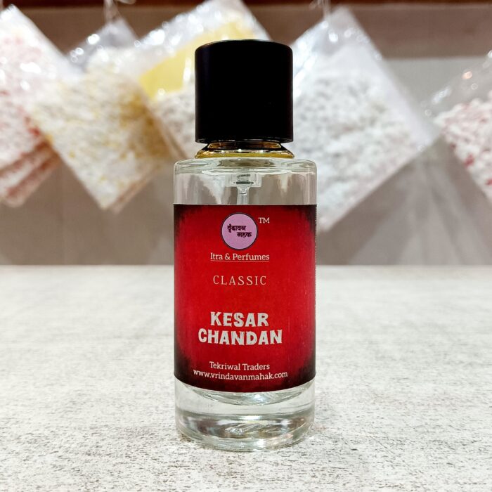 Kesar Chandan Perfume by Vrindavan Mahak – 50 ml Saffron Floral Top, Warm Sandalwood Perfume Base - Image 1