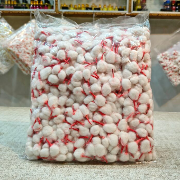 Red Diya Batti 200 gm | Pure Cotton Moti Batti for Pooja, Aarti & Festival Diyas | Bright & Long Burn - Image 1