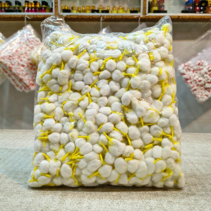 Yellow Diya Batti 200 gm | Pure Cotton Moti Batti for Pooja, Aarti & Festival Diyas | Bright & Long Burn - Image 1