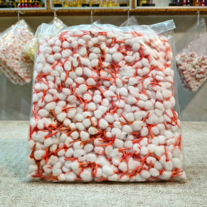 Red Diya Batti 90 gm | Pure Cotton Chhoti Batti for Pooja, Aarti & Festival Diyas | Bright & Steady Flame - Image 1