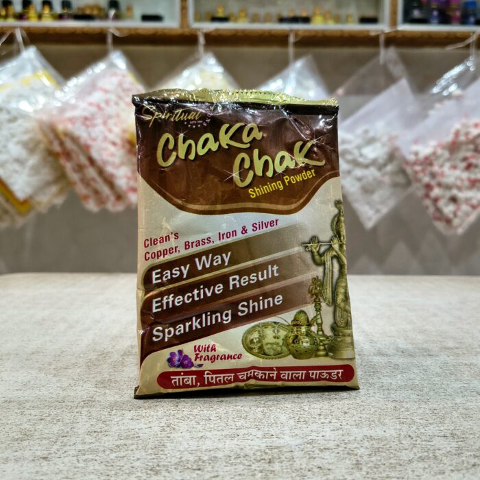 Chaka Chak Powder for Cleaning Thakur Ji Utensils | Shines Peetal, Tamba & Brass Pooja Items | 200 gm - Image 1