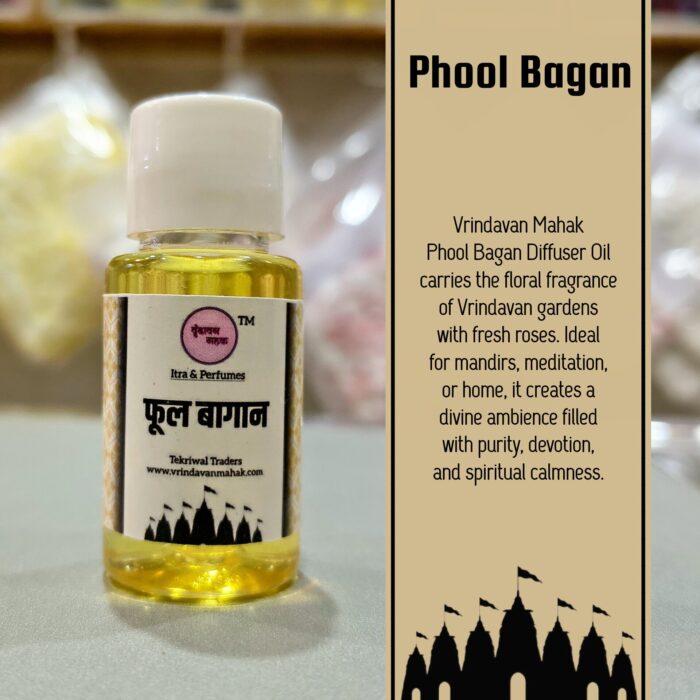 Vrindavan Mahak Phool Bagan Diffuser Oil – Floral Aroma of Vrindavan Gardens with Fresh Rose Essence - Image 2