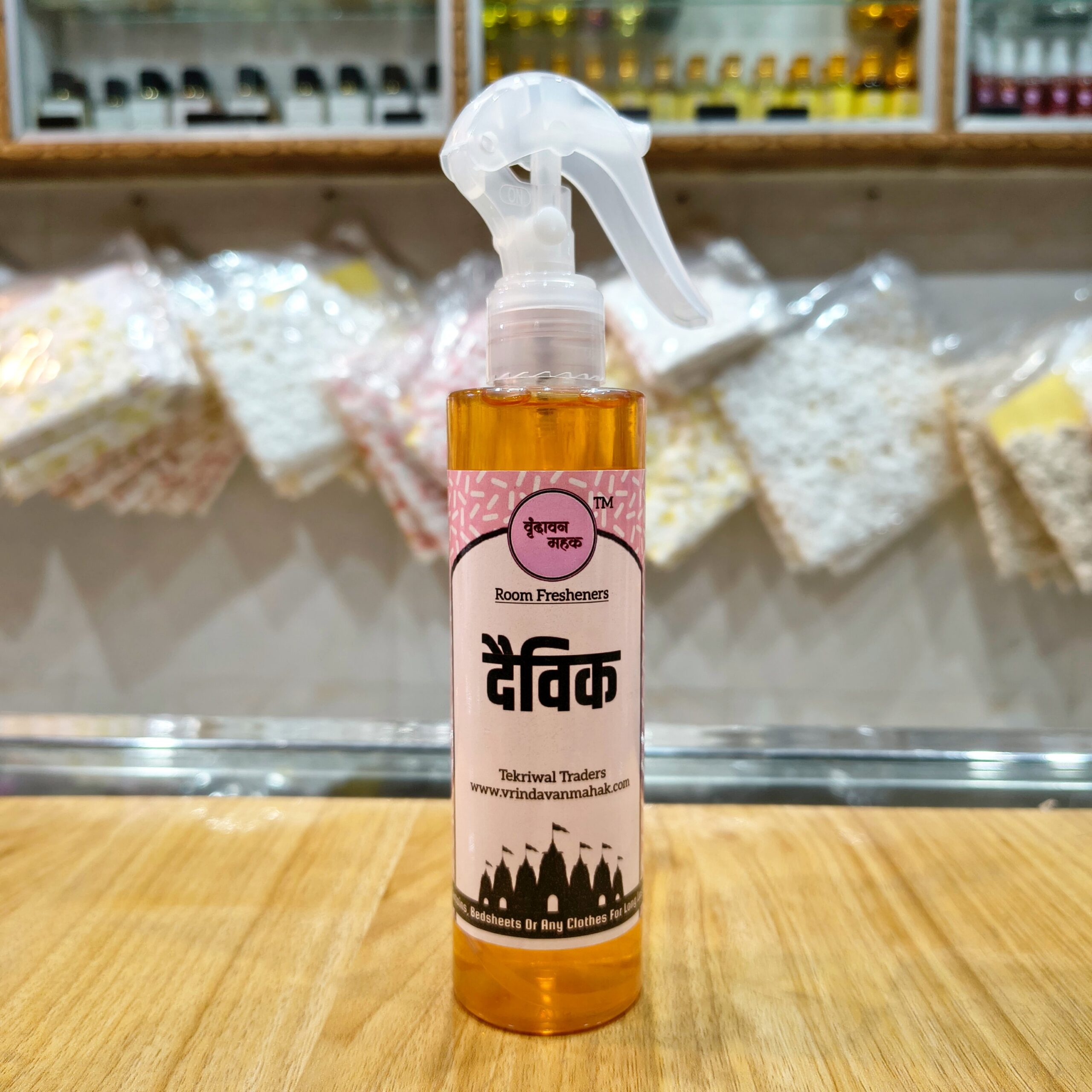 2025/10/1001076009-scaled.jpg Daiwik | Lotus & Musk Fragrance | 200ml Spiritual Room Freshener for Mandir & Meditation - Image 1