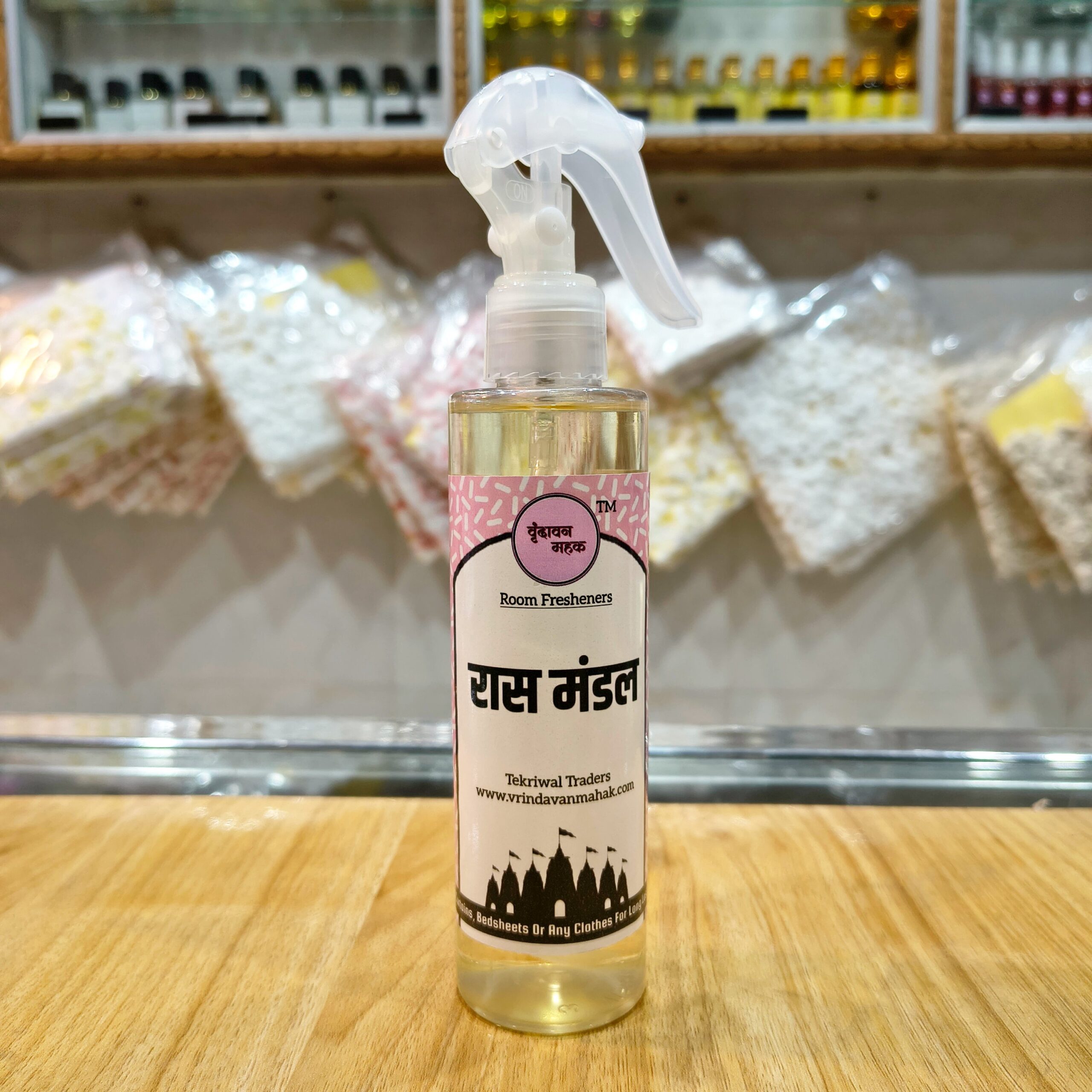 2025/10/1001076012-scaled.jpg Raas Mandal | Divine Floral & Amber Fragrance | 200ml Spiritual Room Freshener for Mandir & Meditation - Image 1