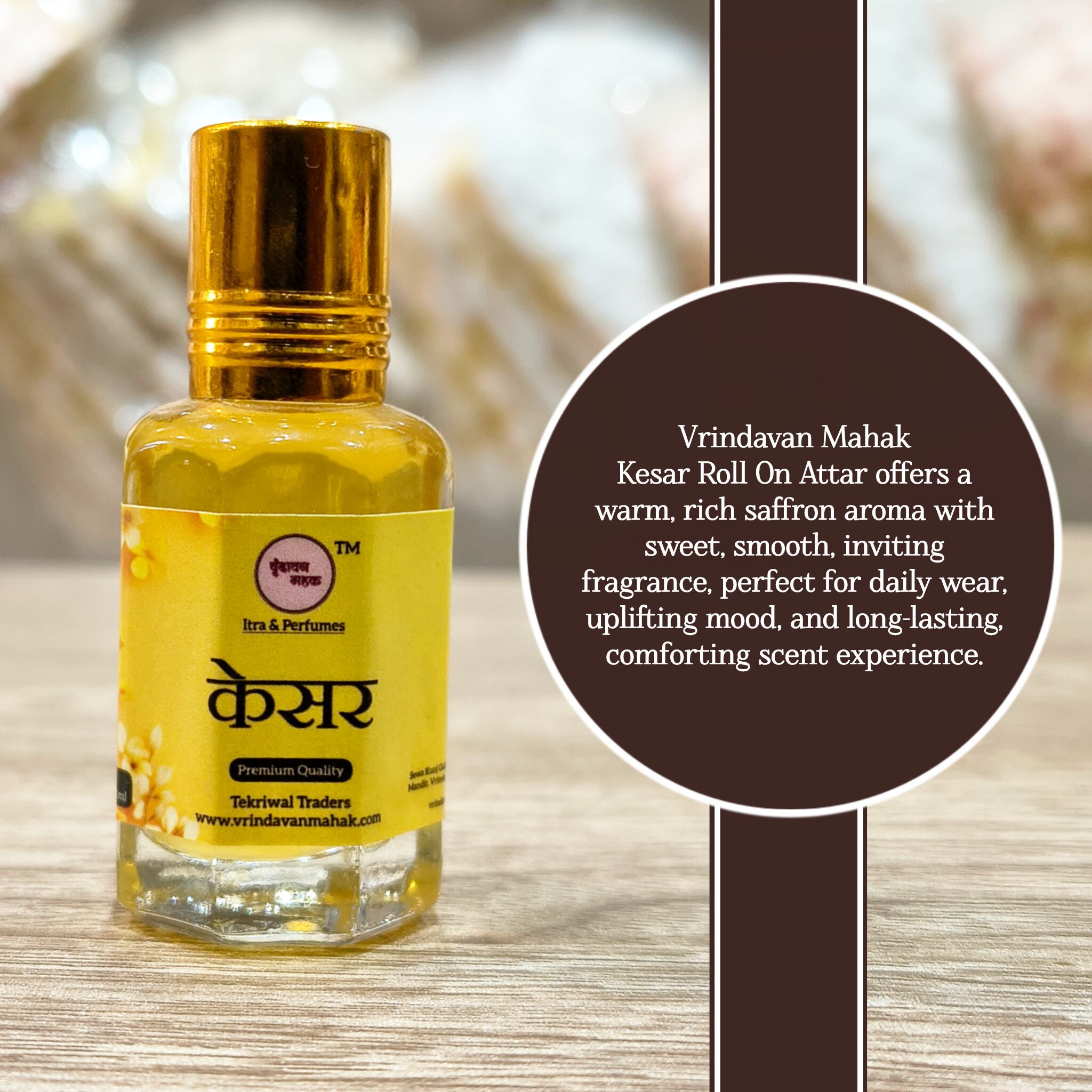 2025/10/1001325200.jpg Kesar Roll On Attar | Warm, Rich Saffron Aroma of Vrindavan, Sweet, Smooth & Inviting Fragrance - Image 2