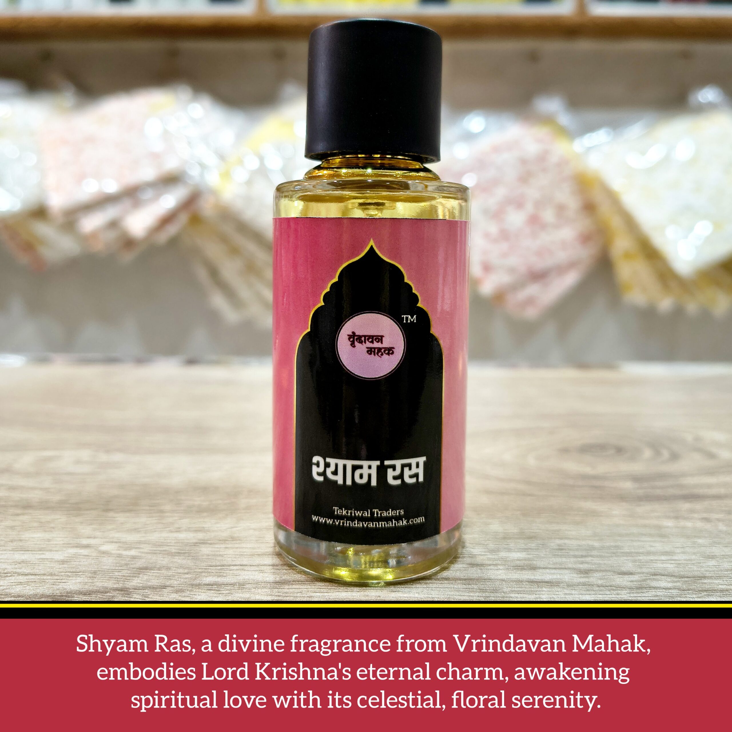 2025/10/1001401159-scaled.jpg Shyam Ras Perfume by Vrindavan Mahak | Divine Blend of Sandal, Rose, Amber, Musk, Woods & Kesar - Image 2