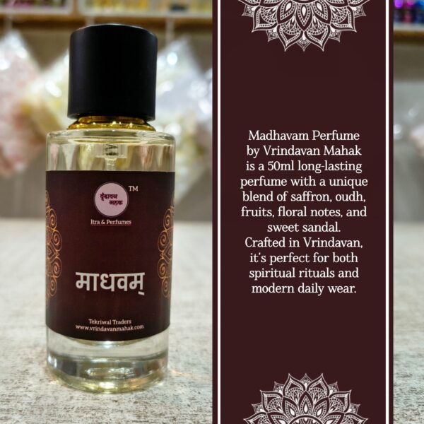 Madhavam Perfume | 50ml Sacred Perfume with Saffron, Oudh, Fruits, Florals & Sandal for Divine Daily Rituals - Image 3