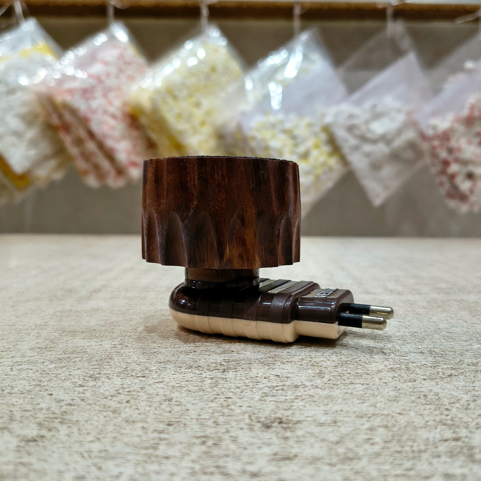 1000535449.jpg Wooden Kapoor Dani for Camphor, Bakhoor & Essential Oils | Handcrafted Diffuser for Pooja, Meditation - Image 1