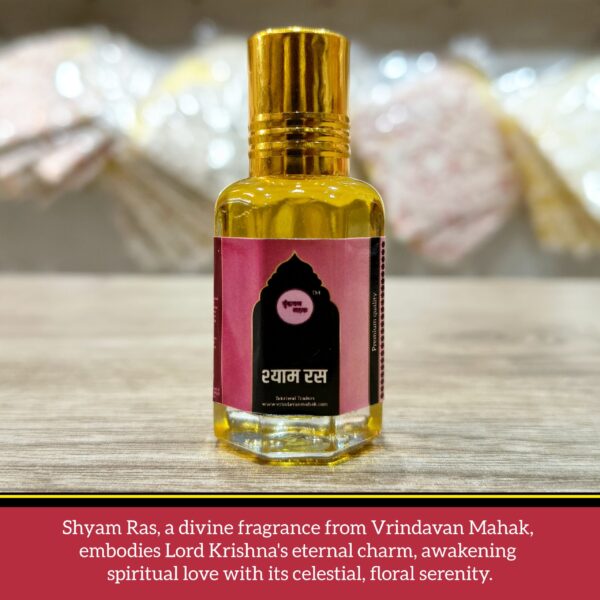 Shyam Ras Roll On Attar by Vrindavan Mahak | Divine Sandal, Rose, Amber, Musk, Woods & Kesar | 12 ML - Image 2