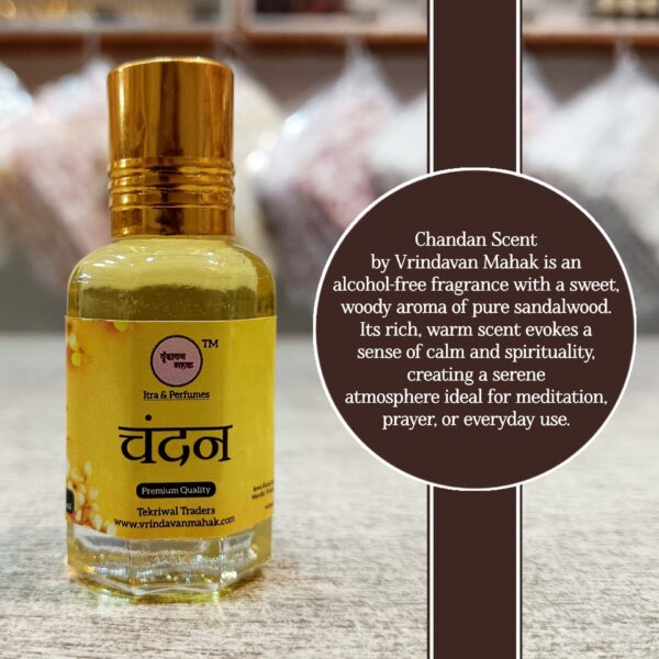 Chandan Roll On Attar | Warm, Woody Sandalwood Aroma of Vrindavan, Calm & Spiritual Fragrance - Image 2