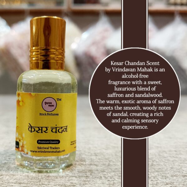Kesar Chandan Roll On Attar | Warm Saffron & Sandalwood Blend, Sweet Floral Aroma of Vrindavan - Image 2