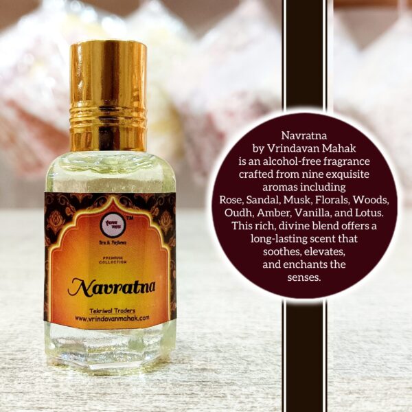 Navratna Roll On Attar By Vrindavan Mahak | Blend of 9 Divine Scents with Rose, Musk & Sandal - Image 2