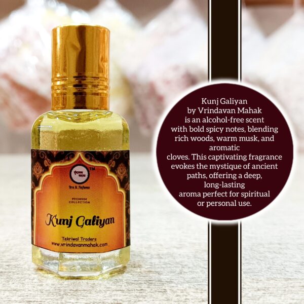 Kunj Galiyan Roll On Attar By Vrindavan Mahak | Spicy Blend with Musk, Clove & Woods | Alcohol Free - Image 2