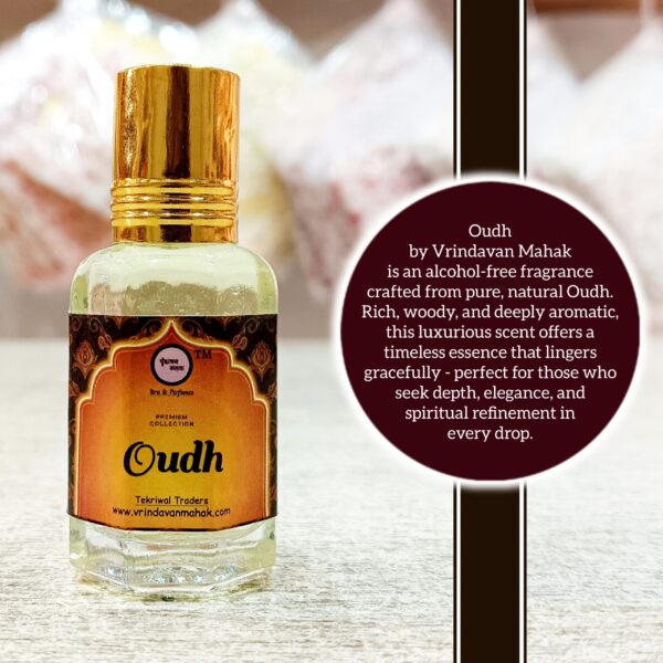 Oudh Roll On Attar By Vrindavan Mahak | Deep Woody Oud Fragrance | Long Lasting Roll On | Alcohol Free - Image 2
