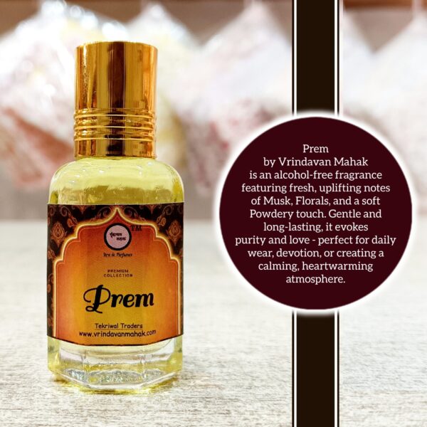 Prem Roll On Attar By Vrindavan Mahak | Soft Powdery Musk & Floral Fragrance | Long Lasting - Image 2
