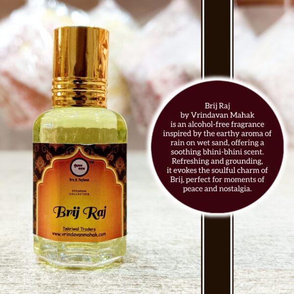 Brij Raj Roll On Attar By Vrindavan Mahak | Rain & Earthy Scent of Sand | Alcohol Free | Long Lasting - Image 2
