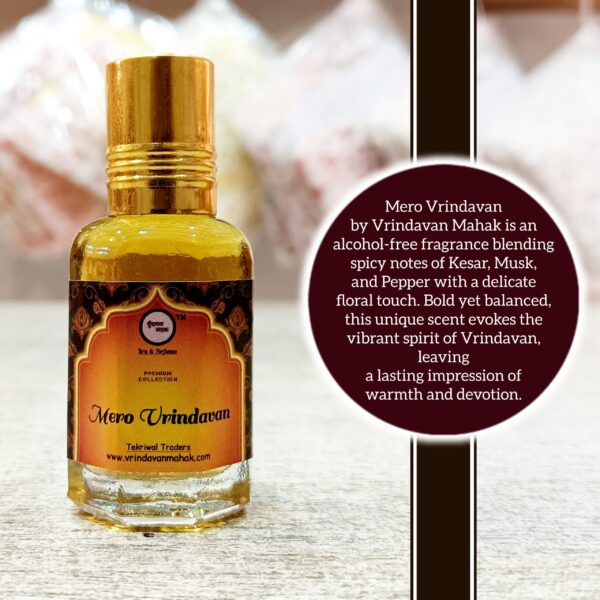 Mero Vrindavan Roll On Attar By Vrindavan Mahak | Spicy Saffron & Musk Aroma | Alcohol Free - Image 2