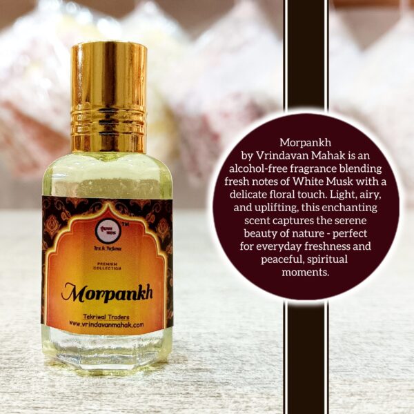 Morpankh Roll On Attar By Vrindavan Mahak | White Musk Floral Blend | Fresh Uplifting Scent - Image 2