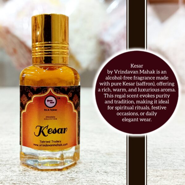 Kesar Roll On Attar By Vrindavan Mahak | Rich Saffron Aroma for Devotional Use | Alcohol Free - Image 2