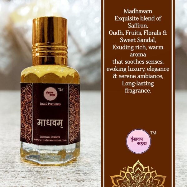 Madhavam Attar by Vrindavan Mahak. Sweet floral fragrance.