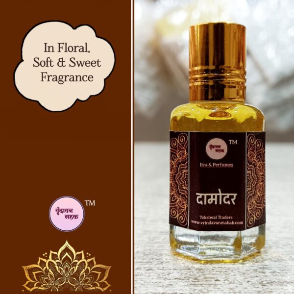 Damodar Roll On Attar by Vrindavan Mahak – Saffron, Rose, Amber & Sandal in Soft Floral Fragrance - Image 3