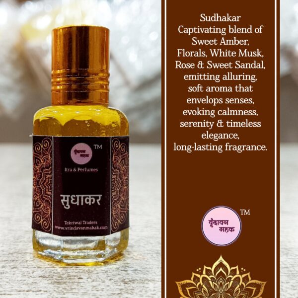 Sudhakar Roll On Attar by Vrindavan Mahak – Amber, White Musk, Rose & Sandal in Warm Musky Scent - Image 2