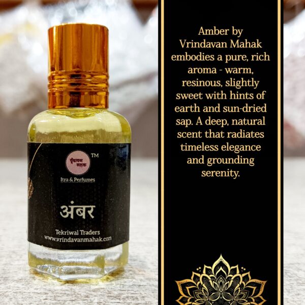 Amber Roll On Attar by Vrindavan Mahak – Long Lasting Pure Fragrance for Daily Wear, Meditation, and Spiritual Practices - Image 2
