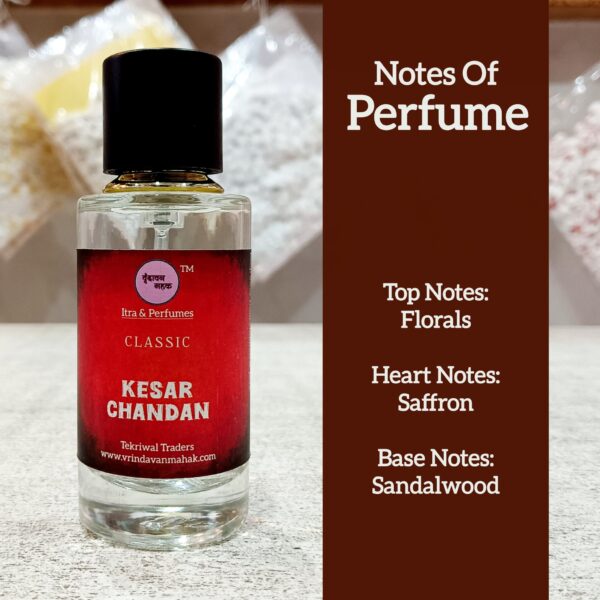 Kesar Chandan Perfume by Vrindavan Mahak – 50 ml Saffron Floral Top, Warm Sandalwood Perfume Base - Image 2