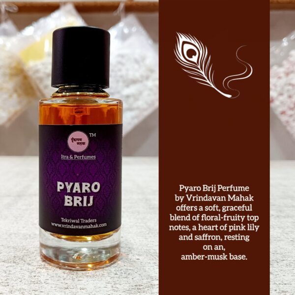 Pyaro Brij Perfume by Vrindavan Mahak – 50 ml Floral Fruity Fragrance with Amber and Musk Finish - Image 3