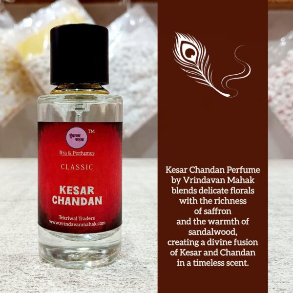 Kesar Chandan Perfume by Vrindavan Mahak – 50 ml Saffron Floral Top, Warm Sandalwood Perfume Base - Image 3