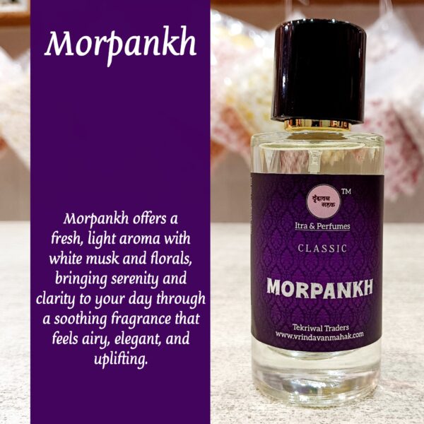 Morpankh Perfume by Vrindavan Mahak | Uplifting Light Floral Musk Scent Inspired by Grace and Freshness - Image 3