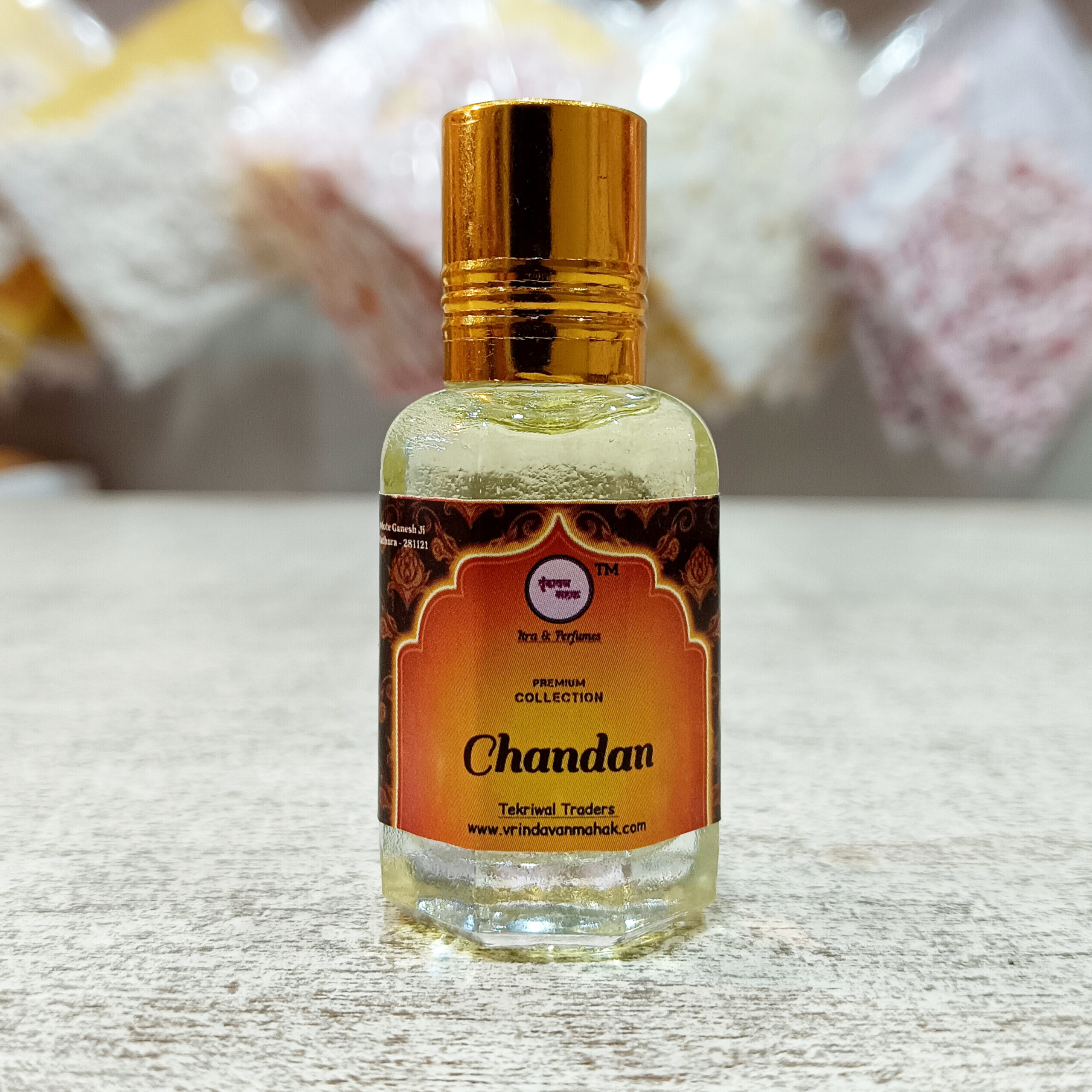Chandan2-scaled-1.jpg Chandan Roll On Attar By Vrindavan Mahak | Deep Traditional Scent of Sandalwood | Alcohol Free - Image 1