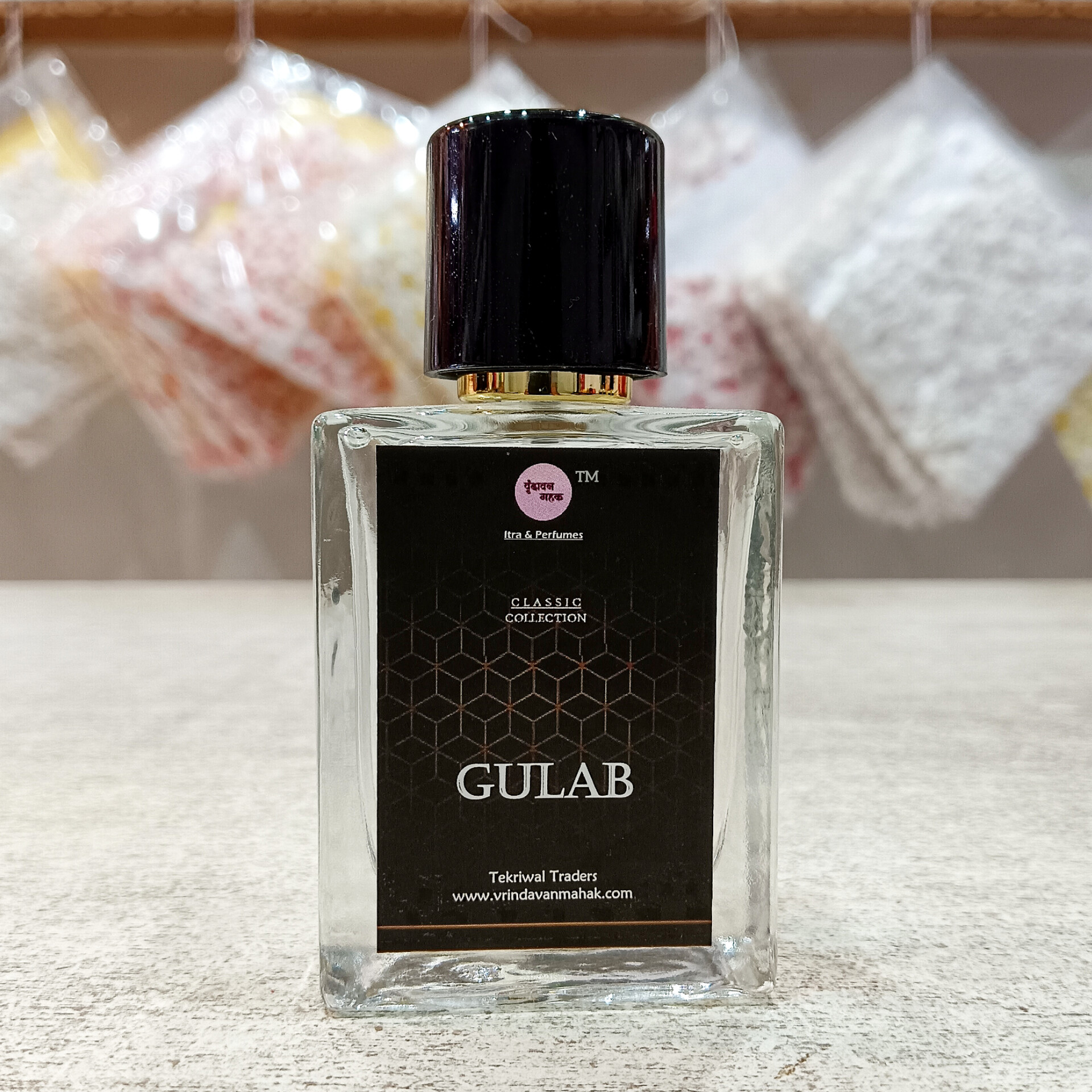 gulab-GB.jpg Gulab Perfume by Vrindavan Mahak | Pure Rose Fragrance | Long Lasting Scent Spray | 50ml Aroma - Image 1