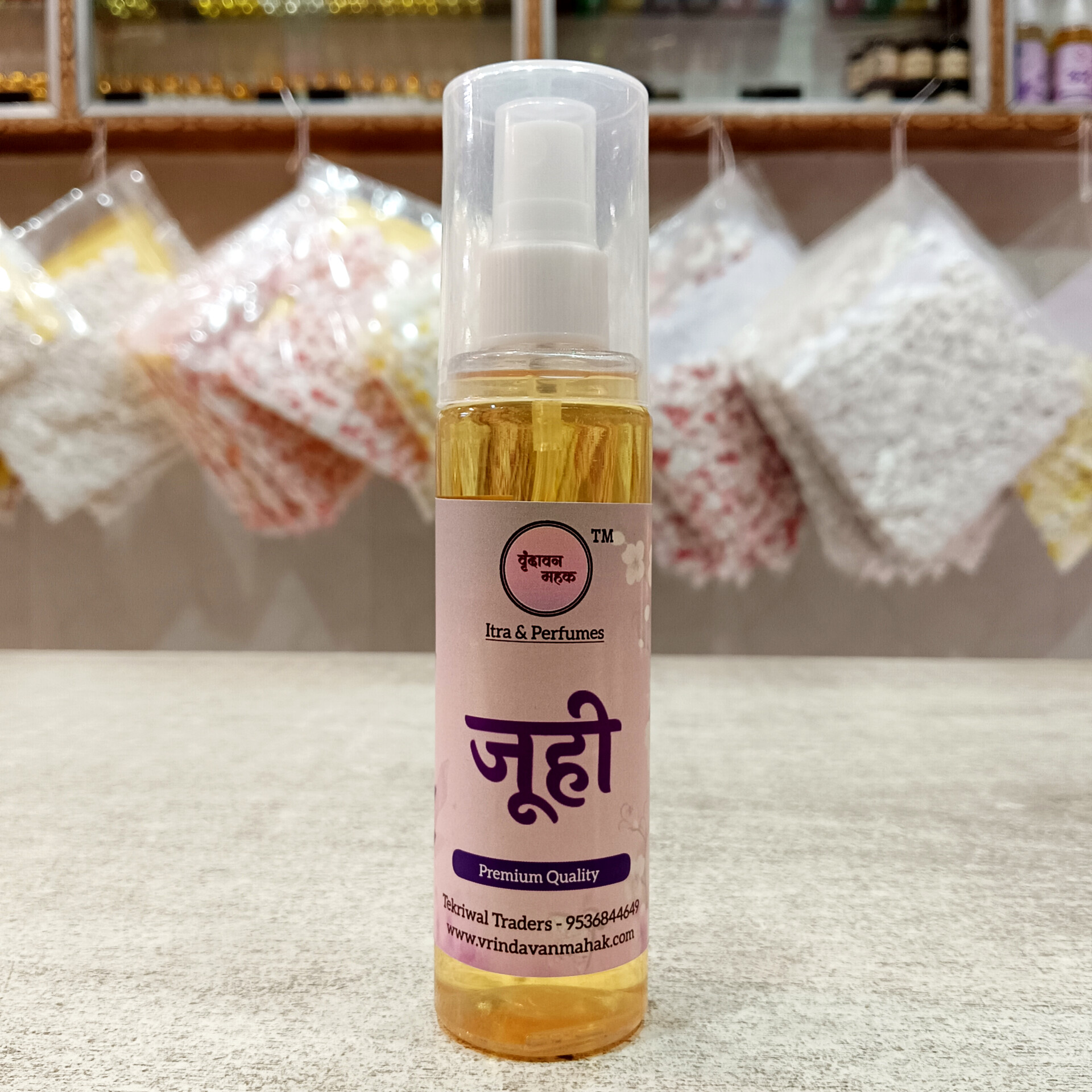 juhi.jpg Juhi Perfume By Vrindavan Mahak | Delicate Jasmine-Like Floral Scent Spray | 100ml & 200ml | Long Lasting Aroma - Image 1