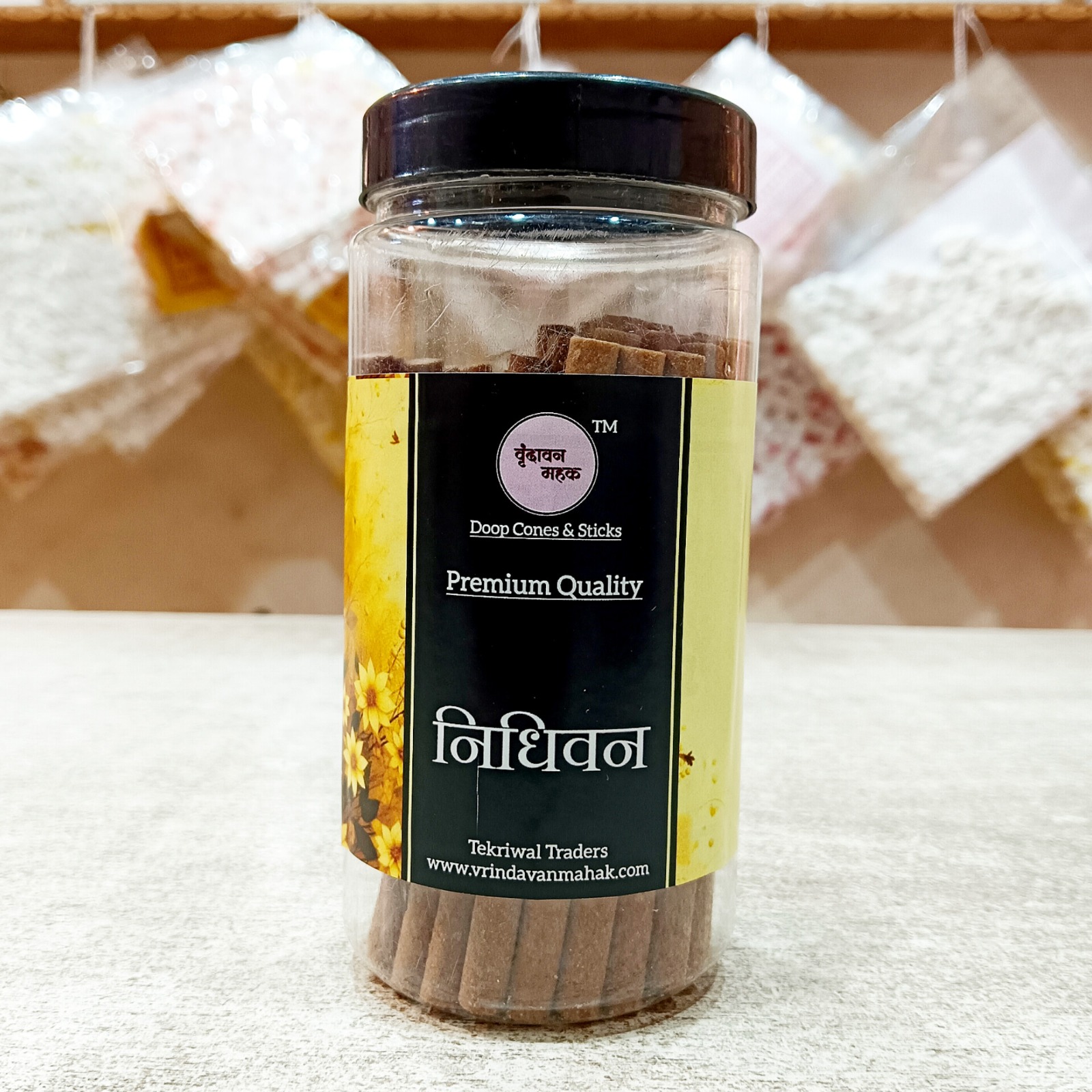 nidhi-van-doop-stick.jpg Nidhivan Dhoop Sticks by Vrindavan Mahak – Premium 130gm Incense for Pooja, Meditation, Fragrance - Image 1