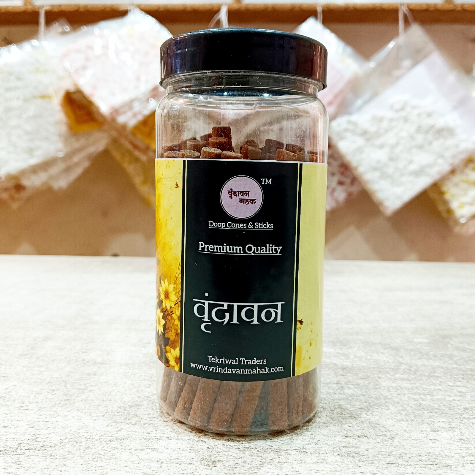 vrandavan-stick.jpg Vrindavan Dhoop Sticks by Vrindavan Mahak – Premium Fragrance Incense, 130gm, Temple Aroma Sticks - Image 1